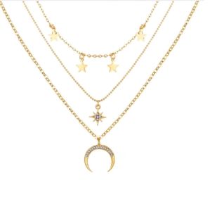 Star pendant necklace three-layer